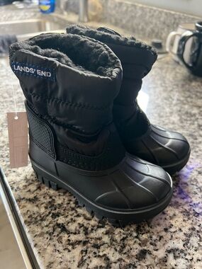 Lands' End Black Kids Waterproof Winter Boots